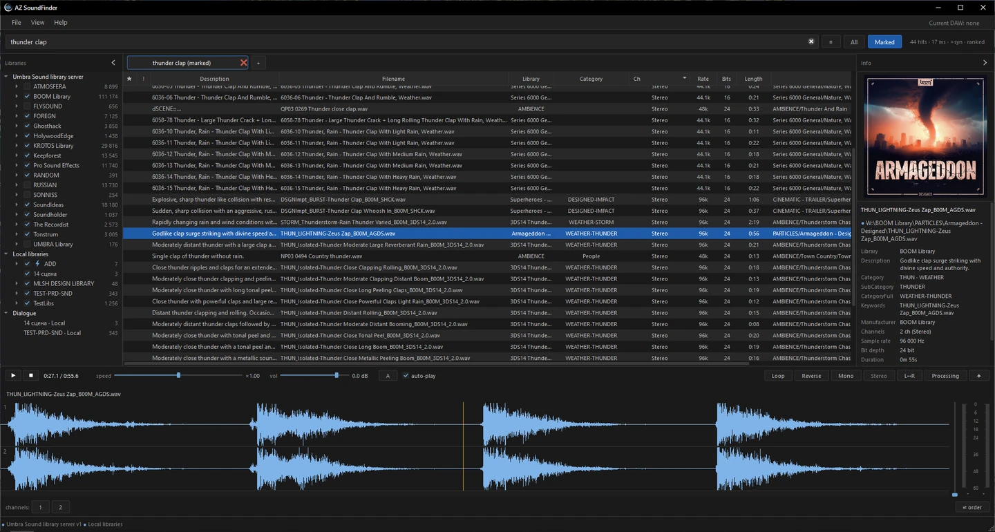 AZ SoundFinder main window with search results